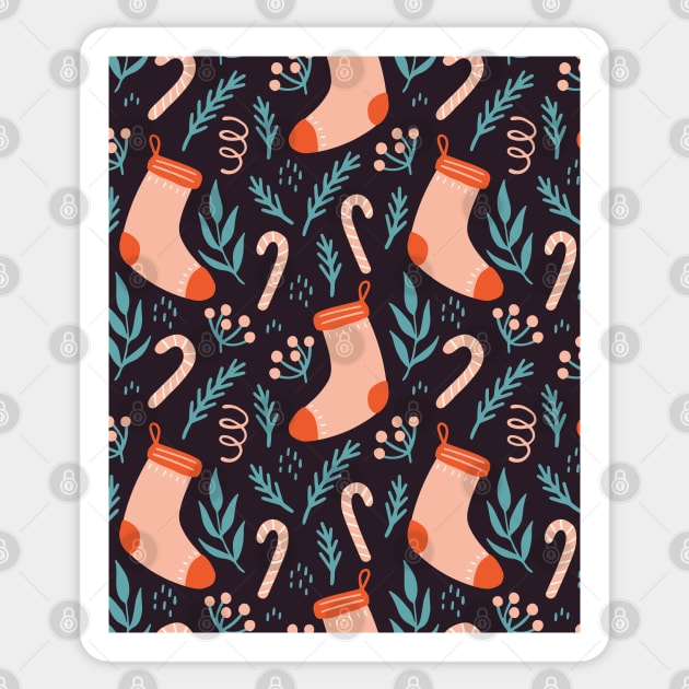 Cute Socks Christmas Seamless Pattern Sticker by FaelynArt